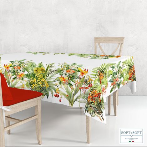 AIUOLA Tablecloth for 12 People Table 150x250 Digital Print Pure Cotton