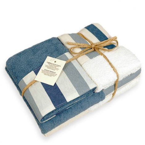 BALZA Cotone set asciugamani 4 pezzi riga-Avio