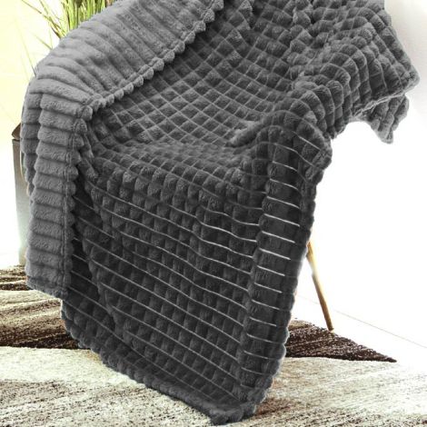 EGITTO coperta plaid caldissimo cm 200x150 pelliccia ecologica-Grigio