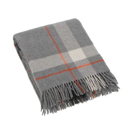 HUDSON plaid Merino Australiano Somma cm 130x190 con frange-Grigio