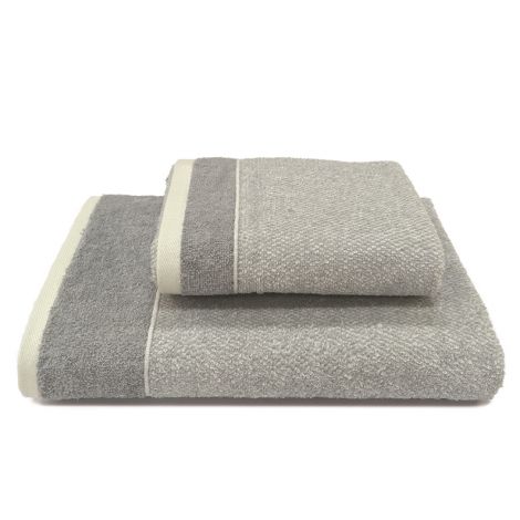 LILLE Set Asciugamani 1+1 Spugna di Puro Cotone-Grigio