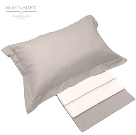 NUVOLA complete sheet set SINGLE pure cotton Made in Italy - Tortora