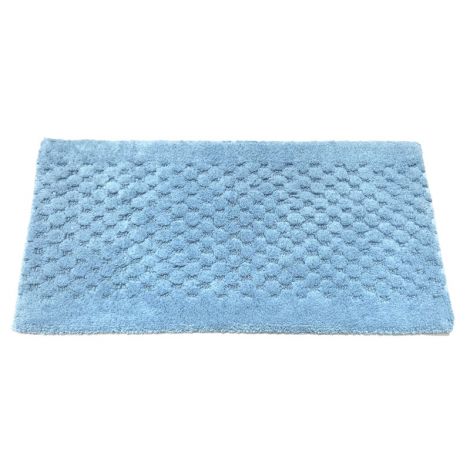 SAVONA Tappeto da bagno puro cotone Antiscivolo cm 65x120-Azzurro