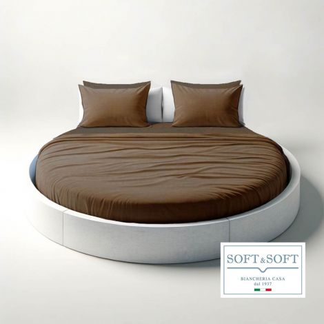 ROUND Sheet set for ROUND BED with 4 PILLOWCASES - Brown