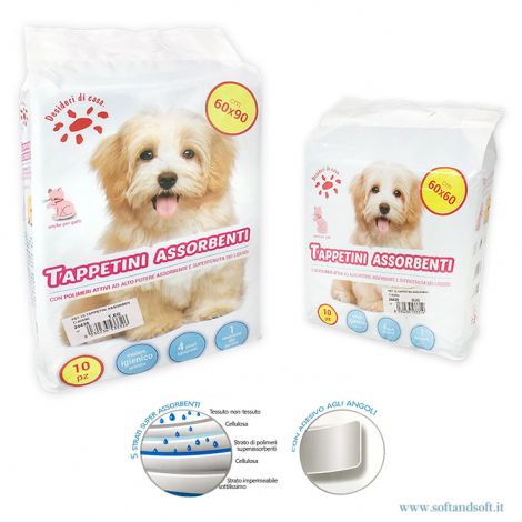 Tappetino igienico Assorbente per cani e gatti Pz 10 - cm 60x90 Misura