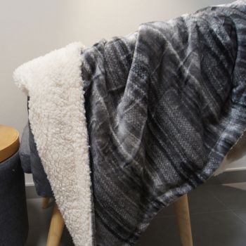 CARDIF Plaid Blanket in Flannel Fleece & Sherpa 130x160 cm