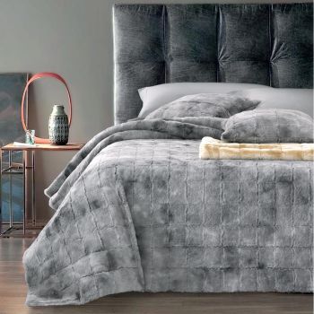 CHARME quilt eco fur DOUBLE 265x265 GFFERRARI-Grey