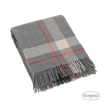 HUDSON Australian Merino Plaid Somma cm 130x190 with fringes - Grey