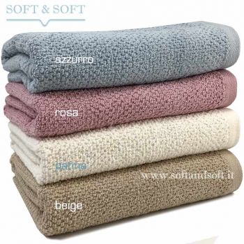 Set Asciugamani bagno 5 pezzi in Spugna di Puro Cotone Corallo
