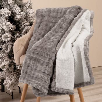 Lipsia coperta plaid misura singola cm 150x200-Grigio