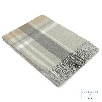 MODENA plaid in merino wool 140x200 cm with Tartan-fringes