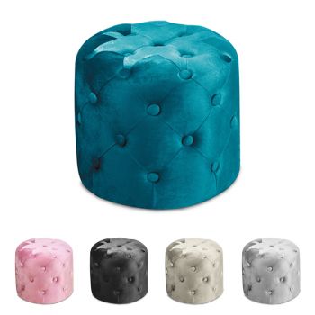 PARIS cylindrical pouf in quilted velvet 36x40 cm