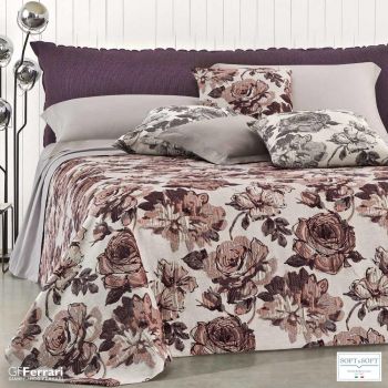 ROSE Copriletto Jacquard Tinto in Filo per Letto Matrimoniale  Rosa