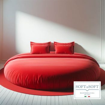 ROUND Sheet set for ROUND BED with 4 PILLOWCASES - Red